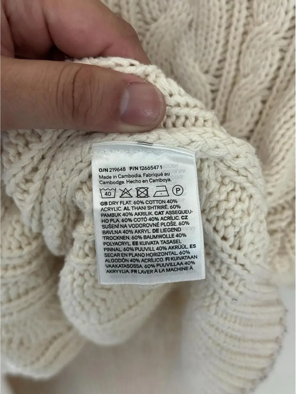 H&M Cream Chunky Cable Knit Button Up Cardigan Sweater - Picture 3 of 7